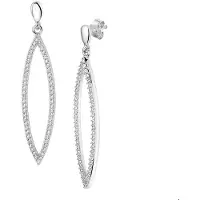 Trendjuwelier huiscollectie Oorhangers Zirkonia Zilver Gerhodineerd Glanzend 42.5 mm x 10 mm
