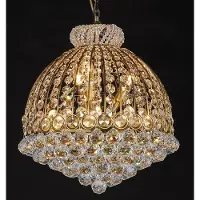 Clayre & Eef LumiLamp Kroonluchter Ø 48x55/180 cm Goudkleurig Ijzer Glas Hanglamp Goudkleurig Hanglamp