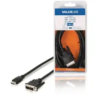 Valueline VLCB34800B20 Hdmi - Dvi-d-kabel Hdmi-connector - Dvi-d 24 + 1-pins Mannelijk 2,00 M Zwart