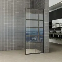 Wiesbaden Douchewand 10mm | Mat Zwart met Handdoekbeugel | NANO Coating | Inloopdouche (Alle maten)