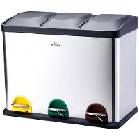 Bergner Rvs Prullenbak 3 Vakken 3x 15 Liter