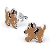 Montebello Princess by Montebello Oorbellen Bas Brown - Meisjes - 925 Zilver - Epoxy - Hond - 8 x 9 mm