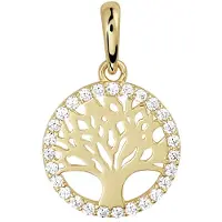 Trendjuwelier huiscollectie Hanger geelgoud Levensboom Zirkonia 16 mm