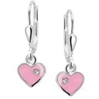 Trendjuwelier huiscollectie Oorhangers Hart En Zirkonia Zilver Gerhodineerd Glanzend 21 mm x 6.5 mm