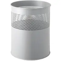 Helit prullenmand the dot H2515787, 15 l rond, metaal aluminium grijs, Ø 25,7 x H 32,1 cm, mat met geperforeerd decor