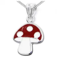 Montebello Princes Ketting Berber - Meisjes - 925 Zilver - Epoxy - Paddestoel - 14 x 13 mm - 38 cm