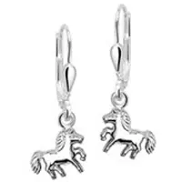 Trendjuwelier huiscollectie Oorhangers Paard Zilver Gerhodineerd Glanzend 24 mm x 9 mm