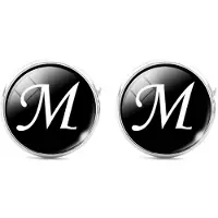 Montebello Manchetknopen Letter M - Heren - Metaal - Glas - Rond - ?16 mm