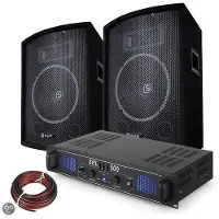 Skytec 500W PA DJ Disco set met versterker en luidsprekers