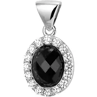 Trendjuwelier huiscollectie Hanger Zilver gerhodineerd Onyx En Zirkonia 15,5 x 11 mm