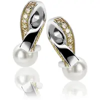 Orphelia Oorbel Bicolor - White Pearl Zirconium Sterling Zilver 925
