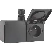 Niko Hydro Dubbel stopcontact opbouw Zwart