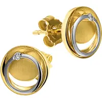 Trendjuwelier huiscollectie Oorknoppen Diamant 0.02 Ct. Bicolor Goud Mat Glanzend