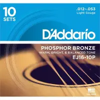 D'addario And Co EJ16-10P TEN PACK 12-53 LIGHT PHOSPHORE BRONZE