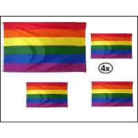 Thema party 4x Vlag Regenboog 90cmx150cm