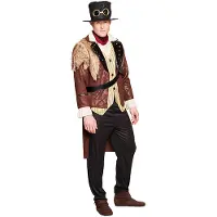Boland Captain steampunk kostuum (zwart, bruin en creme, 50/52 (M/L))