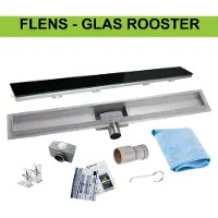 Wiesbaden RVS douchegoot flens met uitneembaar sifon glas rooster