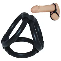 You2Toys Seven Creations - Tri Ring Cock Cage - Vibrator - Zwart - Ø 40 mm