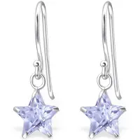 Montebello Oorbellen Ada Lavendel - Dames - 925 Zilver - Zirkonia - Ster - 8 mm - 23 mm