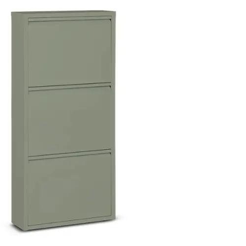 en.casa] Schoenenkast Sokndal 2 kleppen metalen kast met bovenblad grijs 71x50x15 cm